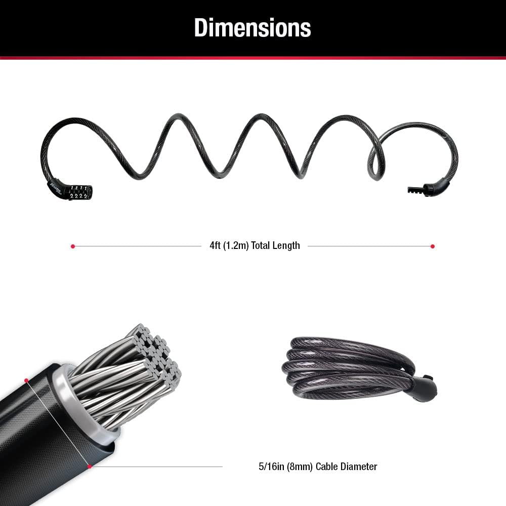 Master Lock Bike Lock Cable with Combination Black, 8143D - Image 7