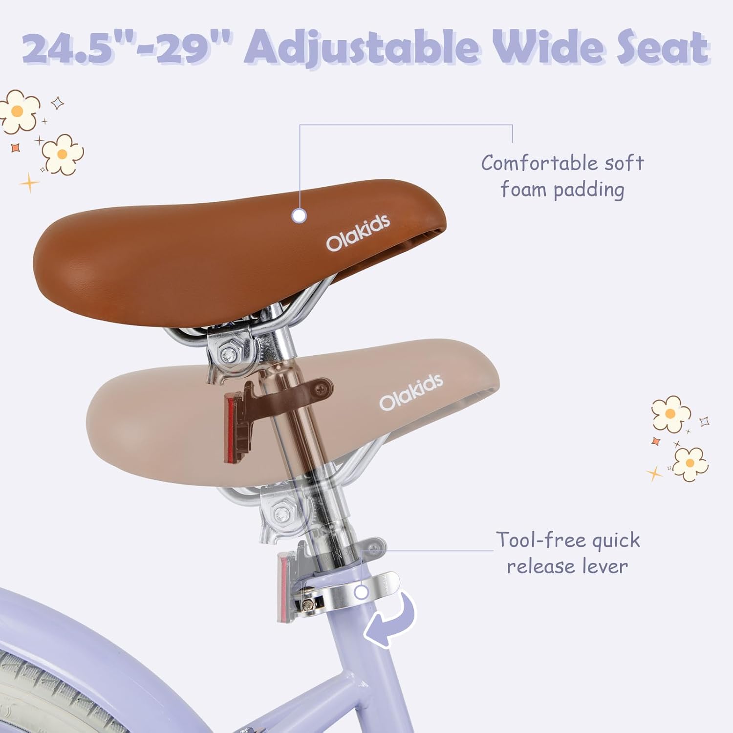 Olakids Kids Bike, 12 14 16 18 20 Inch Toddlers Bike with Training Wheels Rattan - Image 5