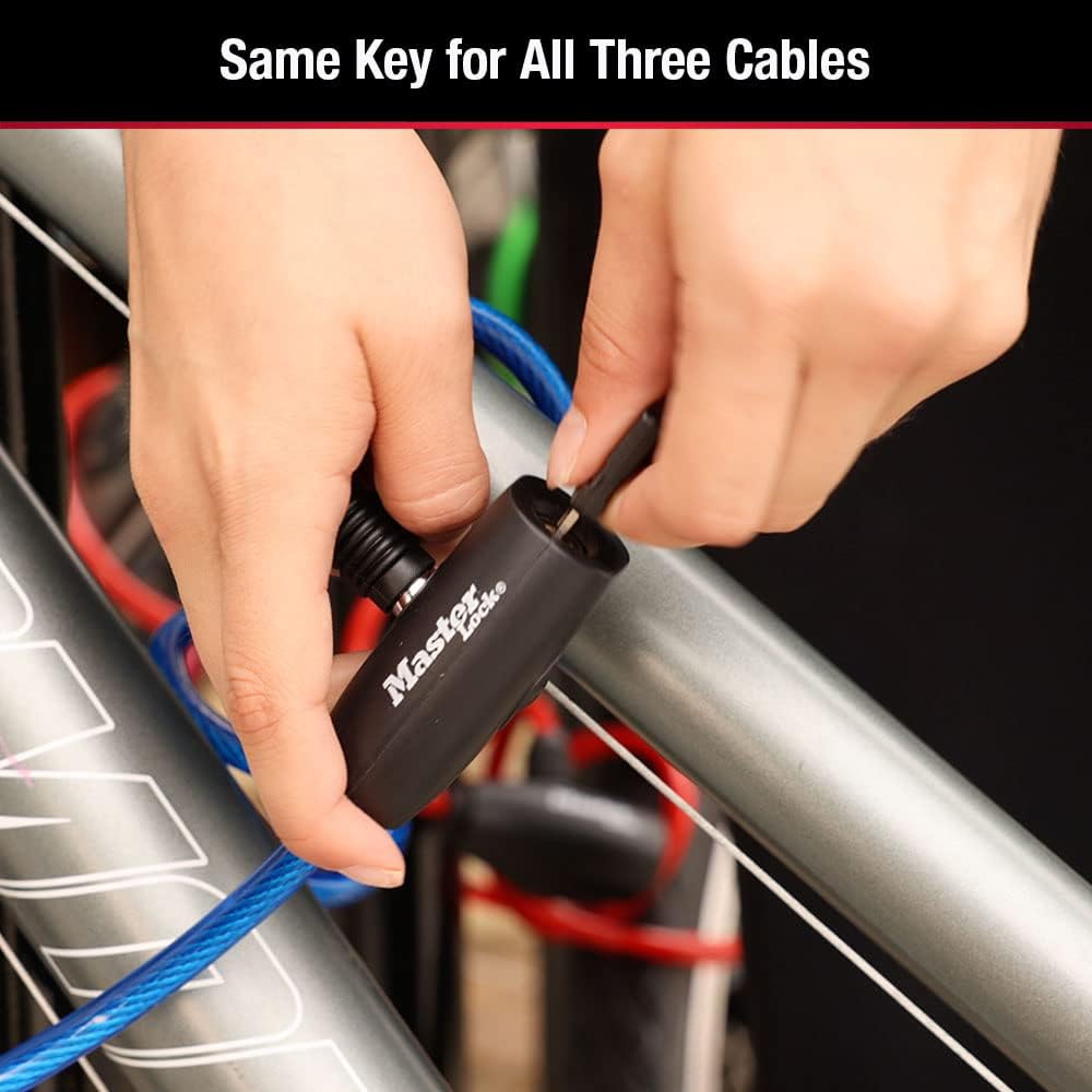 Master Lock 8127TRI Bike Lock/Cable, Blue, Green and Red, 3-Pack - Image 5