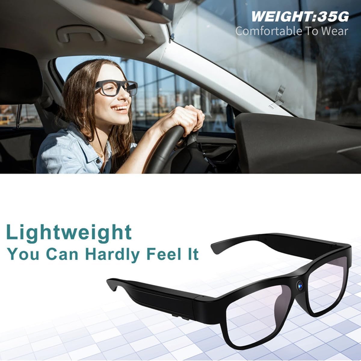 BQXX Camera Glasses Video Recording Glasses Outdoor Hands-Free Recording Body - Image 6
