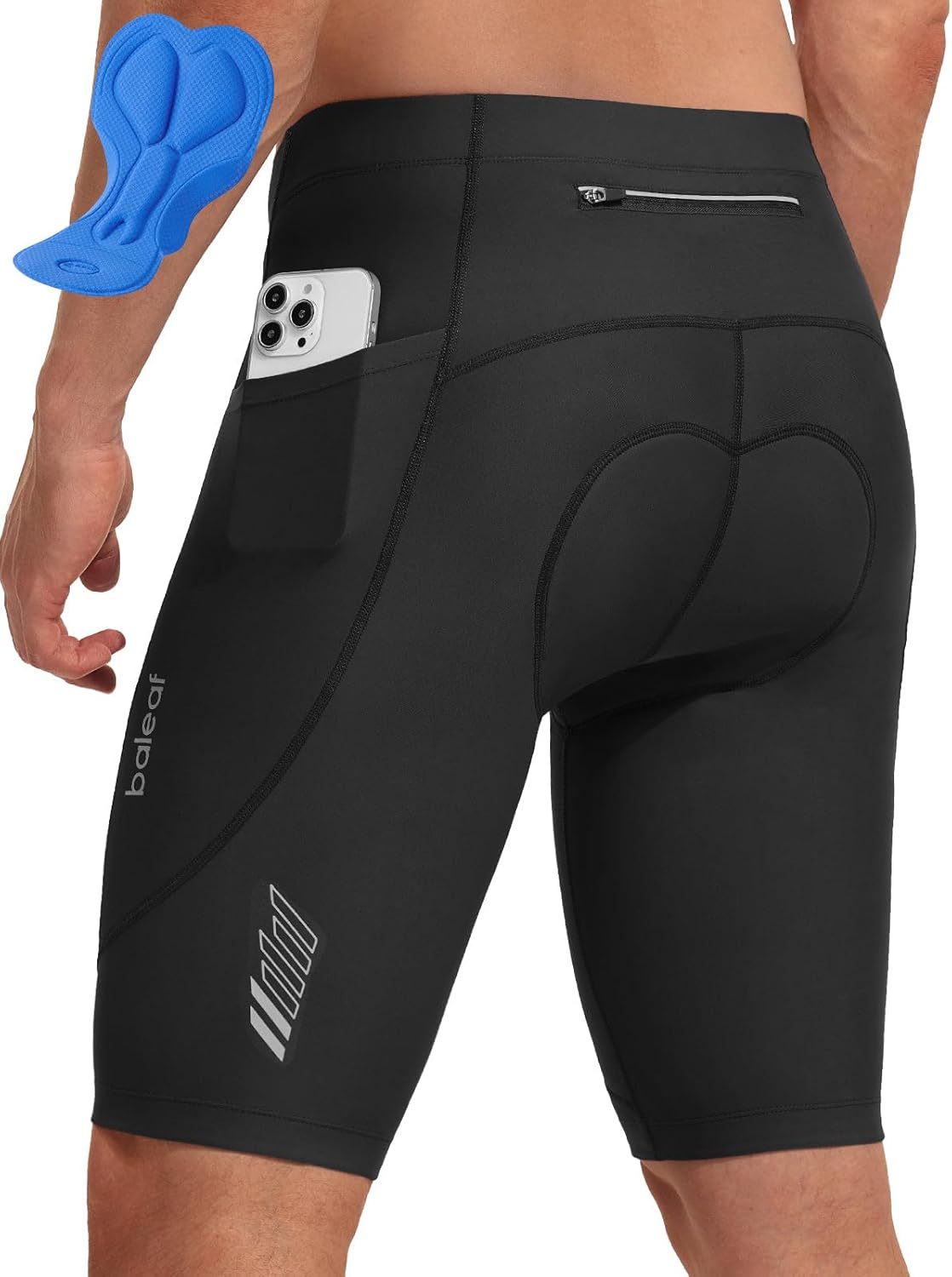 baleaf Men's 4D Padded Bike Shorts Cycling Zipper Pockets Biking Bicycle