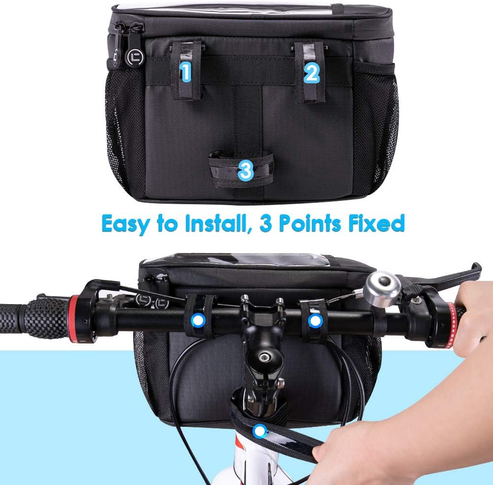 WOTOW Bike Handlebar Insulated Bag, Bike Front Phone Bag Cooler Storage Pouch - Image 6