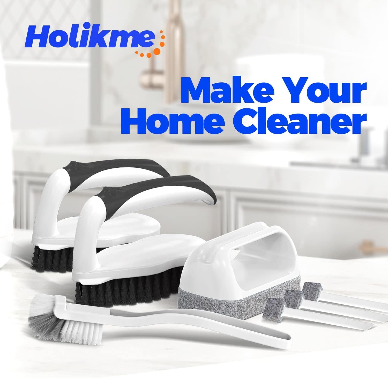 Holikme Deep Cleaning Brush Set, Scrub Pads with Scraper Tip for Pool Walls - Image 7