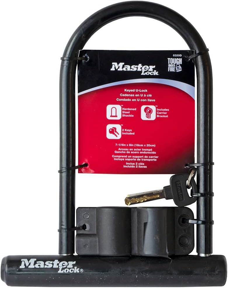 Master Lock Black Bike Lock with Key, Standard Size U-Lock for Bicycles - Image 7