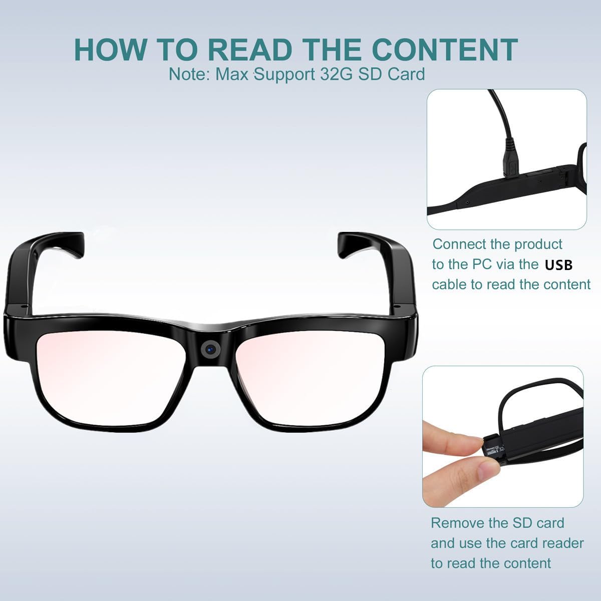 BQXX Camera Glasses Video Recording Glasses Outdoor Hands-Free Recording Body - Image 7