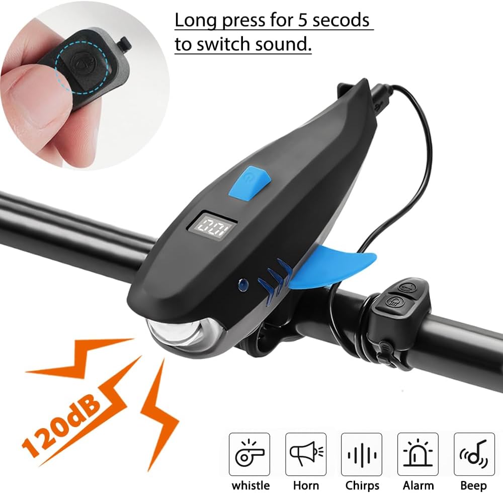 Bike Horn with Light, 120dB Electric Bicycle Bell & 400LM Rechargeable - Image 3