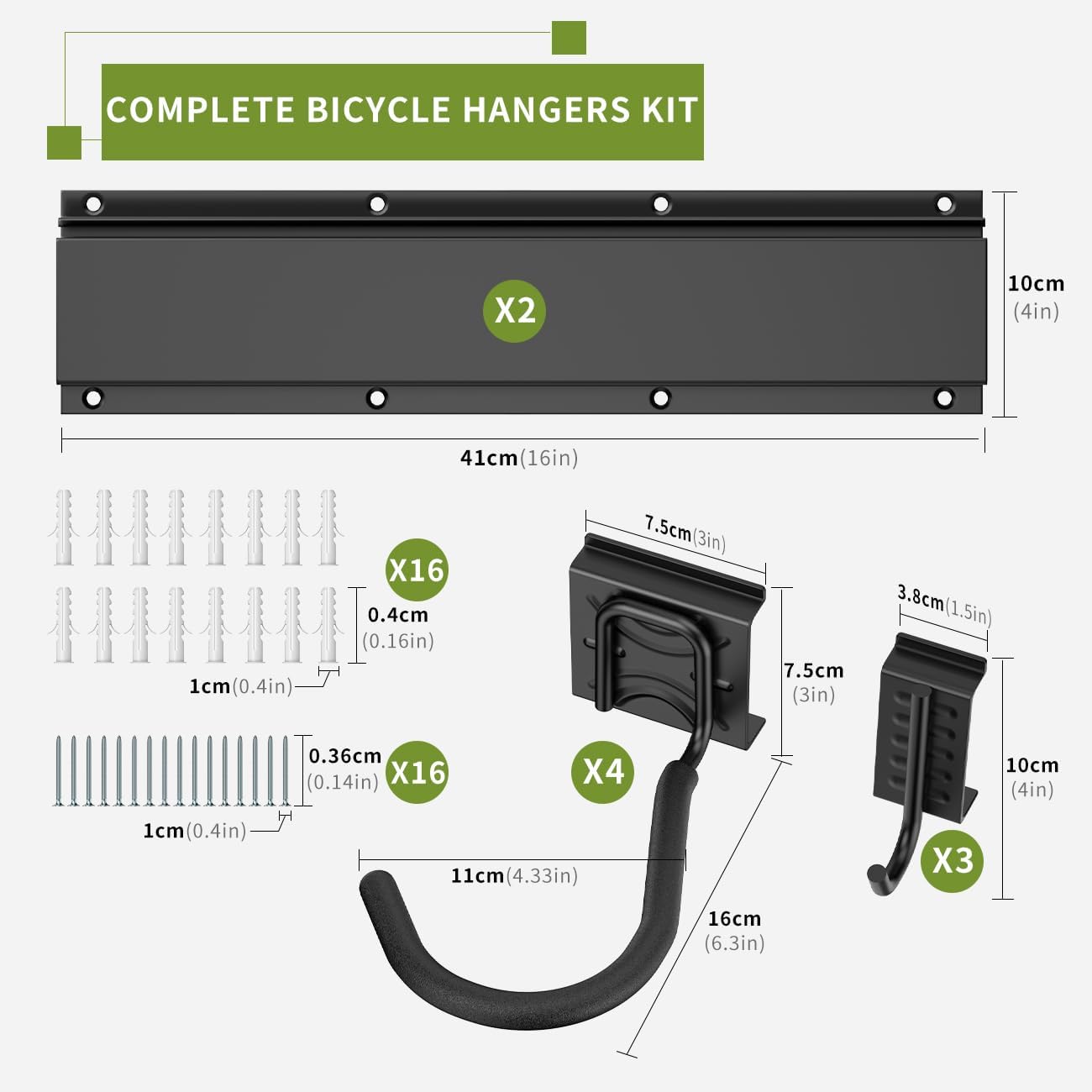 Housolution Bike Wall Mount 32Inch for 4 Bikes + 3 Helmets, Up to 300lbs - Image 5