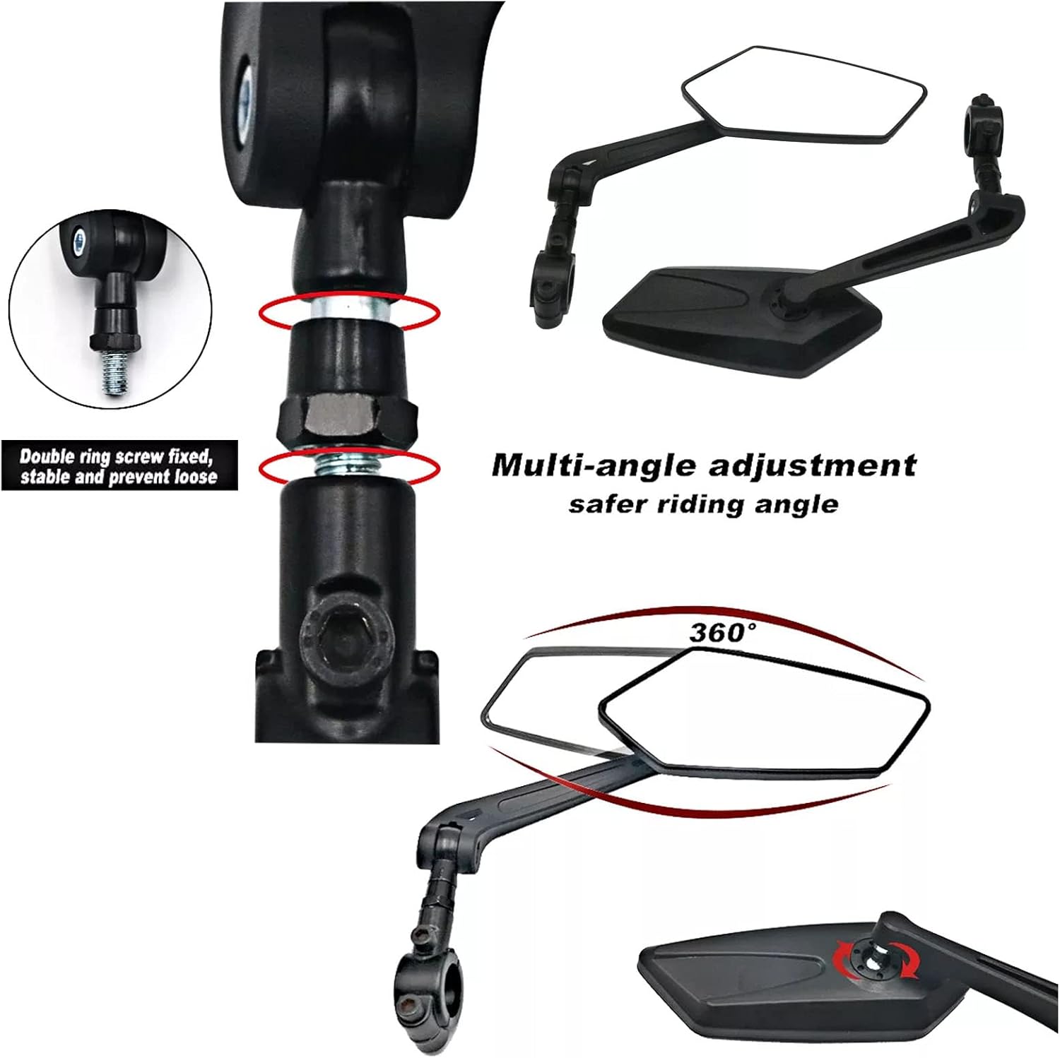 Bike Mirror 1Pair NEW Handlebar Bicycle Mirror, HD 360° Adjustable Wide Angle - Image 3