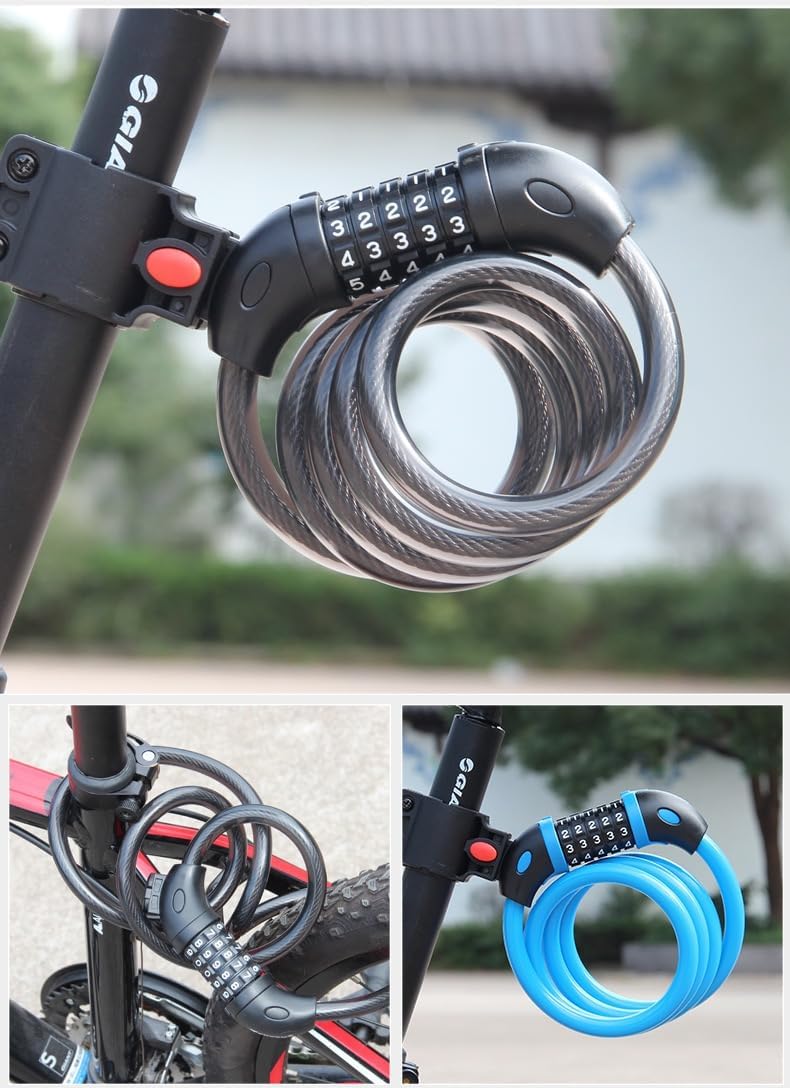 Bike Lock Combination Cable Lock - High Security 5-Digit Resettable Code - Image 6