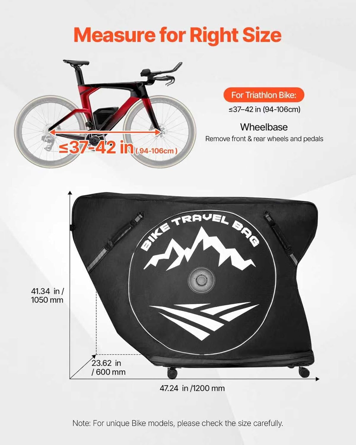 VEVOR Bike Travel Case, Transport Bicycle Storage Carry Bag, Bicycle Travel Bag - Image 2