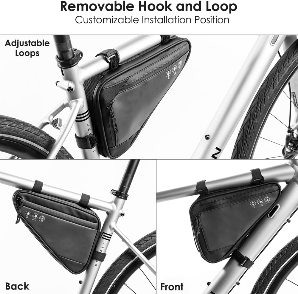 WOTOW Bike Frame Storage Bag, Water Resistant Reflective Bicycle Triangle Bag - Image 3