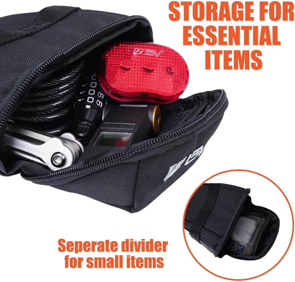 BV Strap-On Bike Bag with Reflective Material - Saddle Bag with Seperate Divider - Image 4