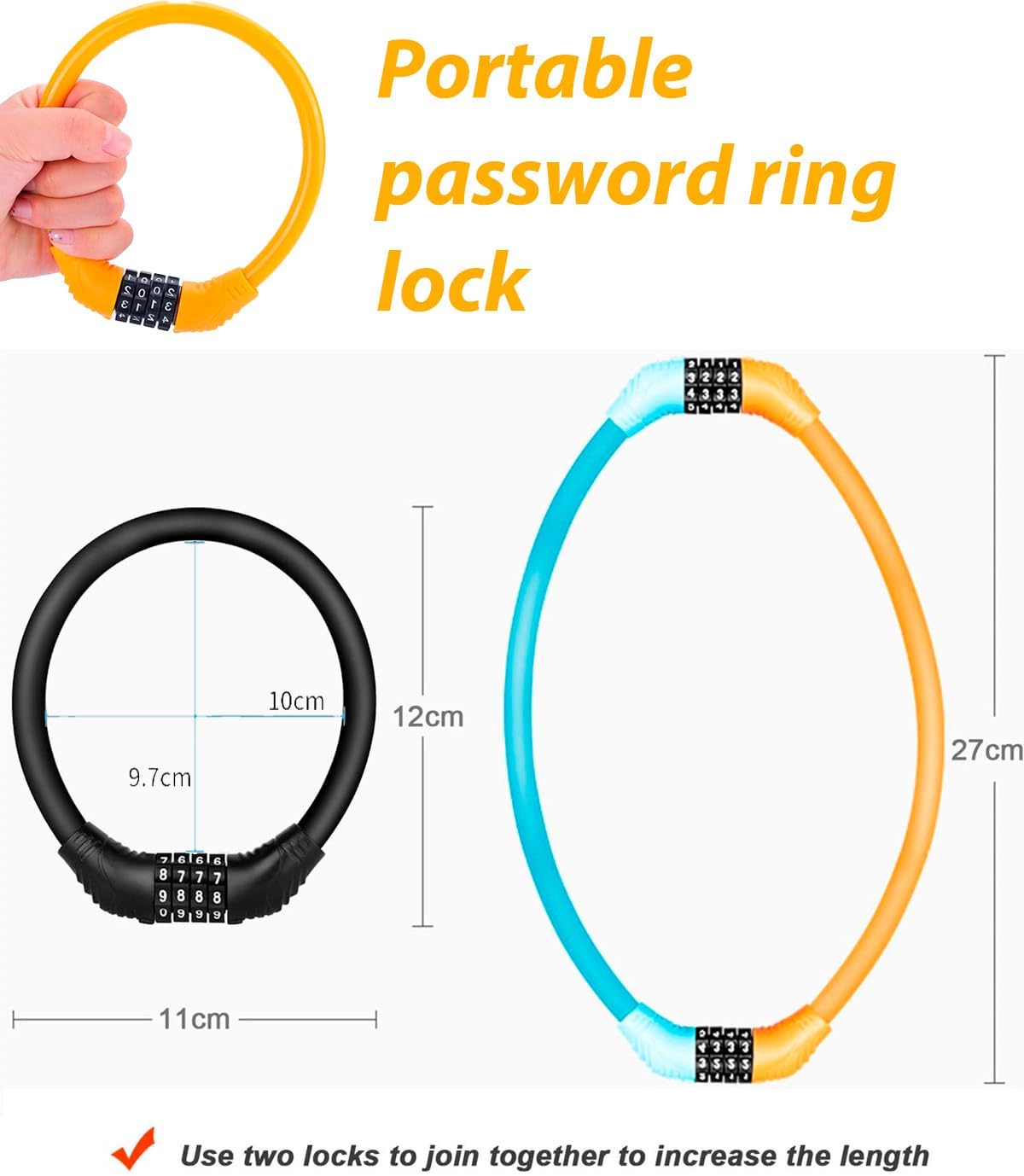 Bike Lock Resettable Combination Cable Lock for Bicycle, Scooter and Kids Bike - Image 6