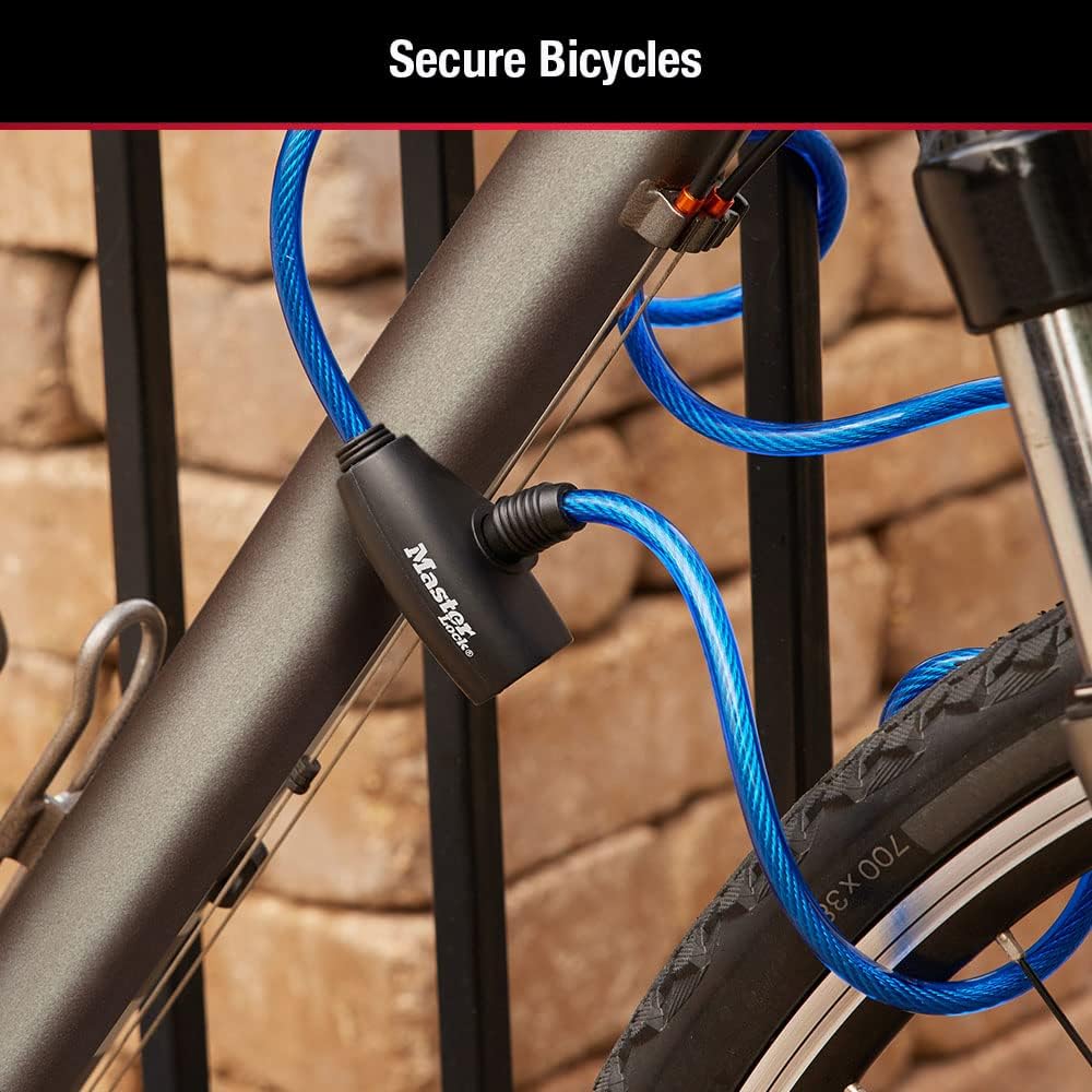 Master Lock 8127TRI Bike Lock/Cable, Blue, Green and Red, 3-Pack - Image 3