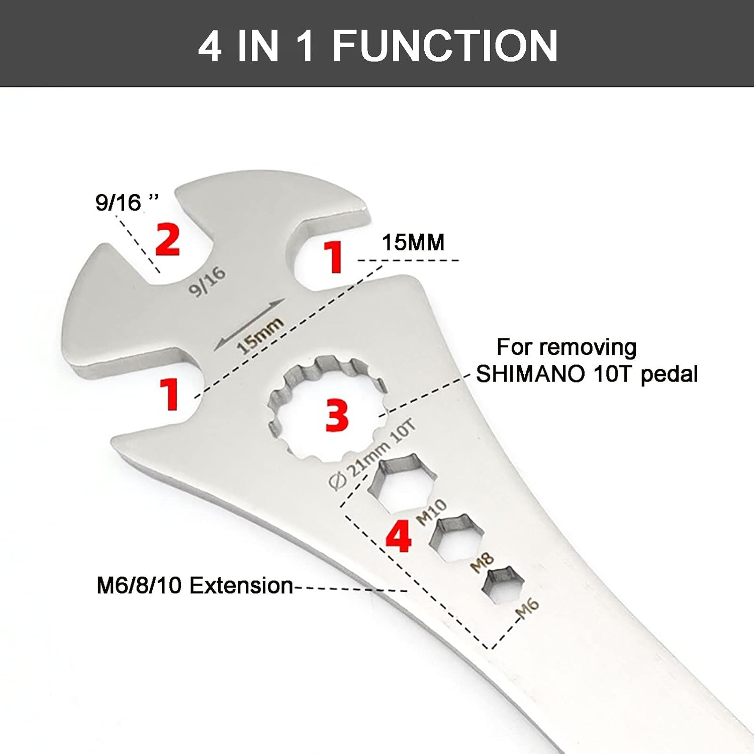 Bike Pedal Wrench, Bicycle Pedal Removal Tool with Extra Long Handle - Image 3