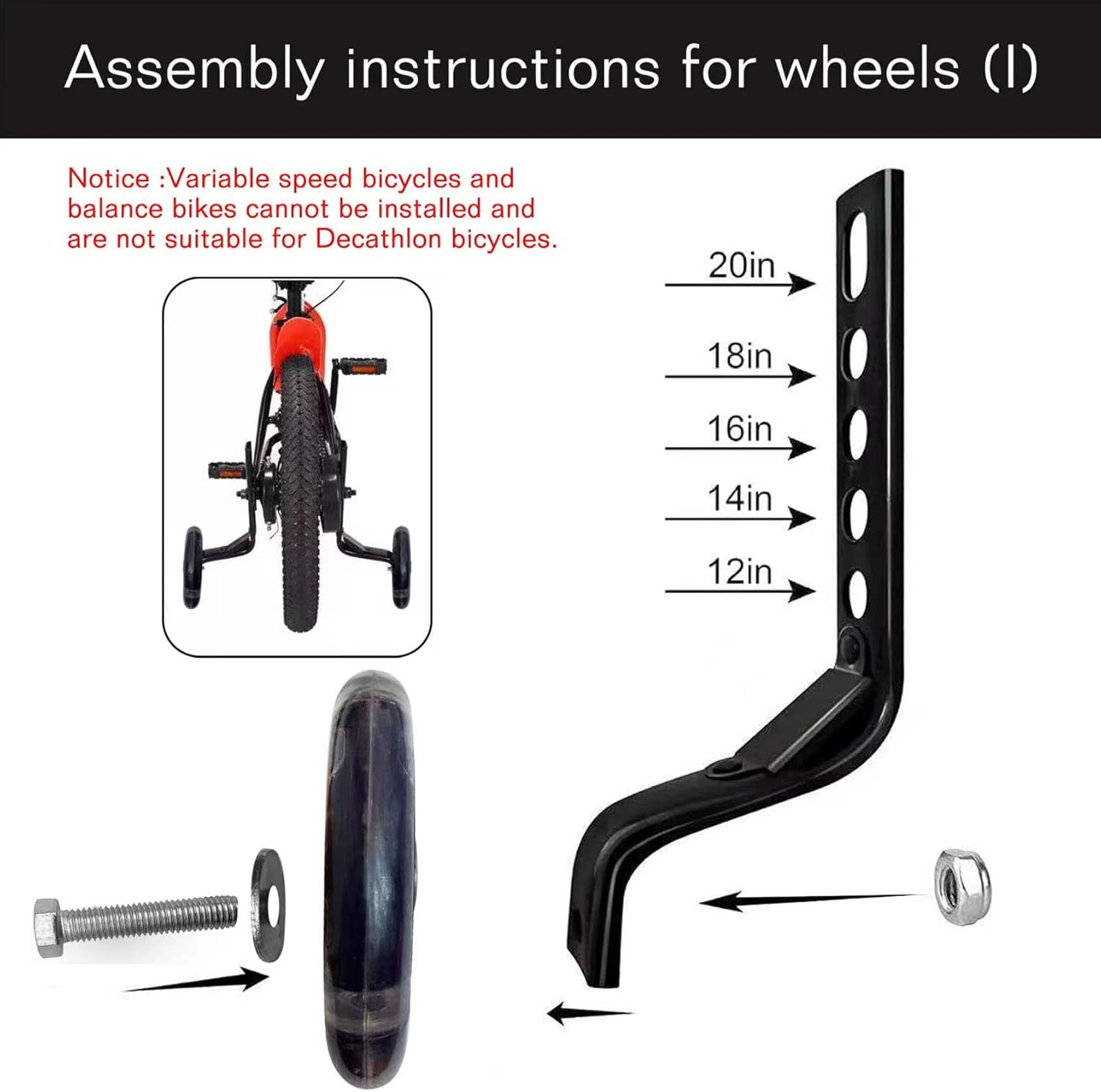 DDJKCZ Training Wheels Flash Mute Big Wheel Compatible for 12 14 16 18 20 inch - Image 4