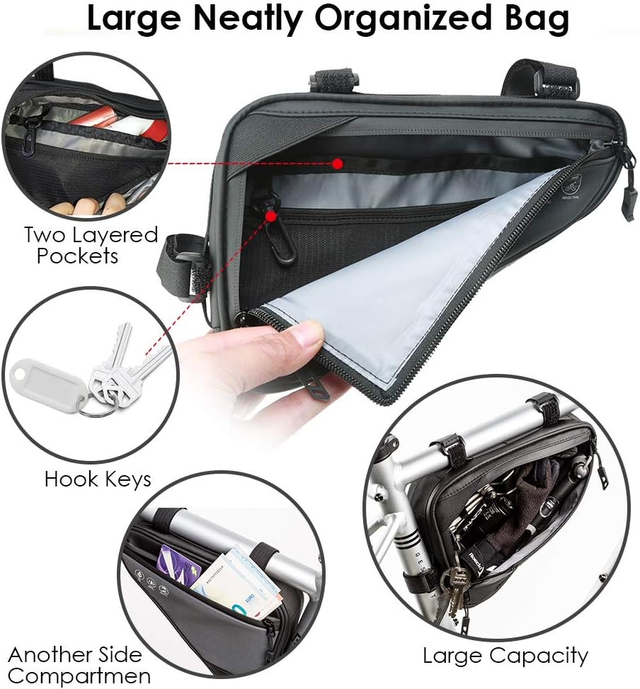 WOTOW Bike Frame Storage Bag, Water Resistant Reflective Bicycle Triangle Bag - Image 5