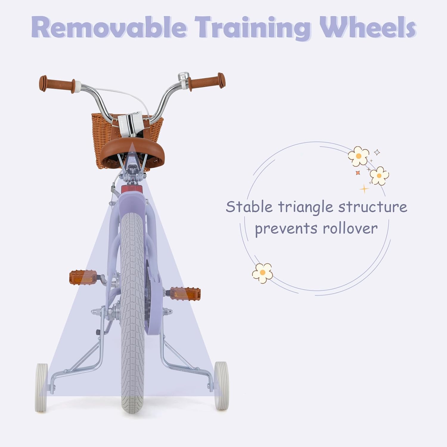 Olakids Kids Bike, 12 14 16 18 20 Inch Toddlers Bike with Training Wheels Rattan - Image 6