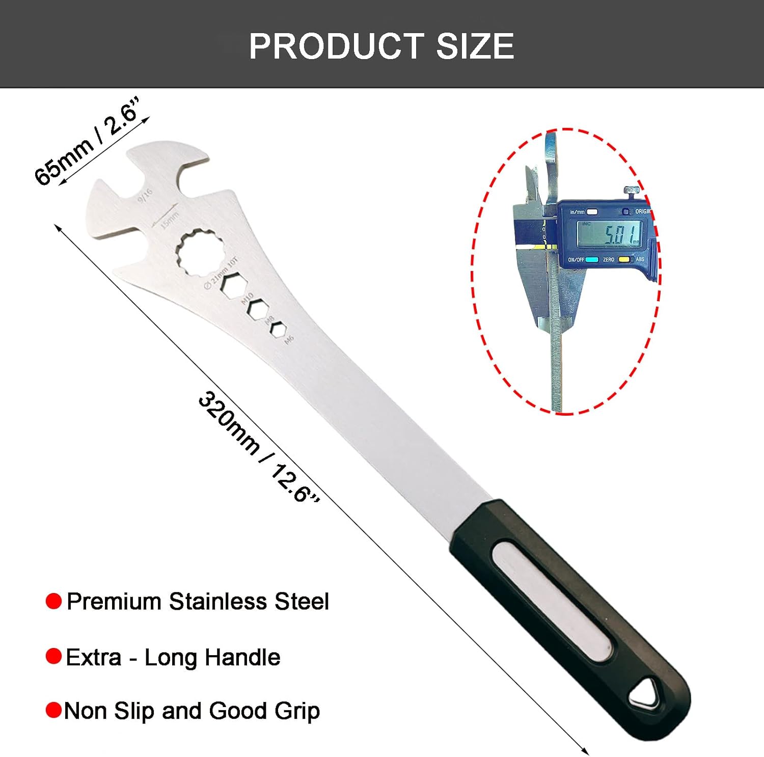 Bike Pedal Wrench, Bicycle Pedal Removal Tool with Extra Long Handle - Image 2