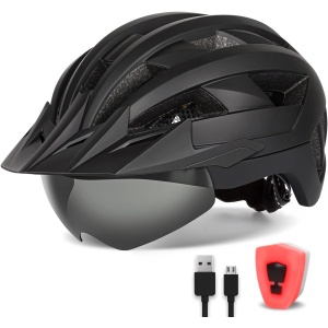 Adult Bike Helmet with Visor and Goggles for Men Women Mountain Road Bicycle