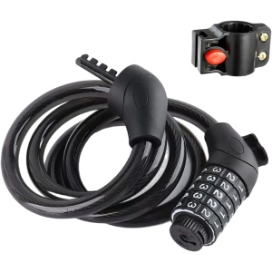 Bike Lock Combination Cable Lock - High Security 5-Digit Resettable Code