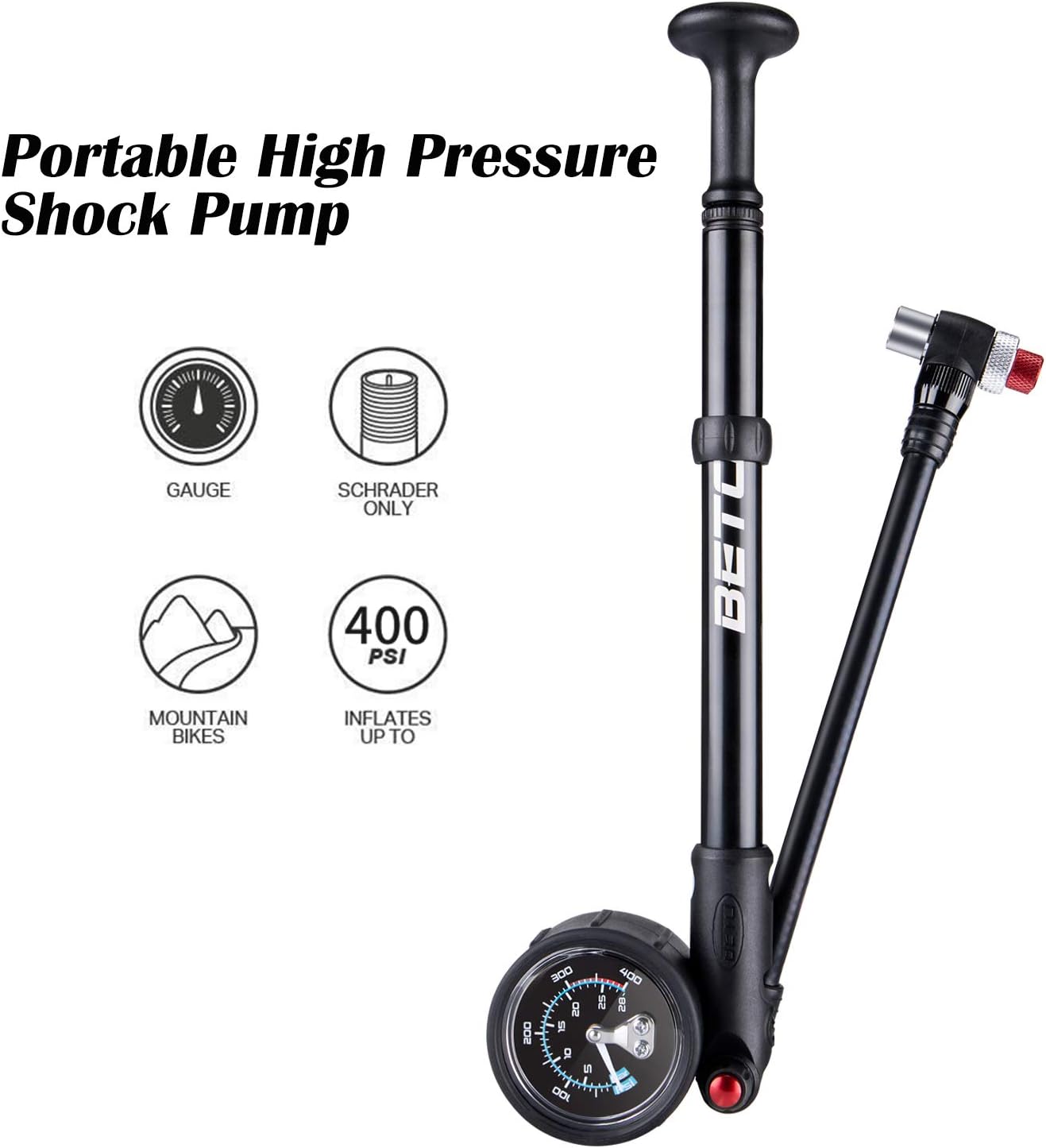 BETO High Pressure Shock Pump - (400 PSI Max) MTB Bike Shock Pump for Fork - Image 4