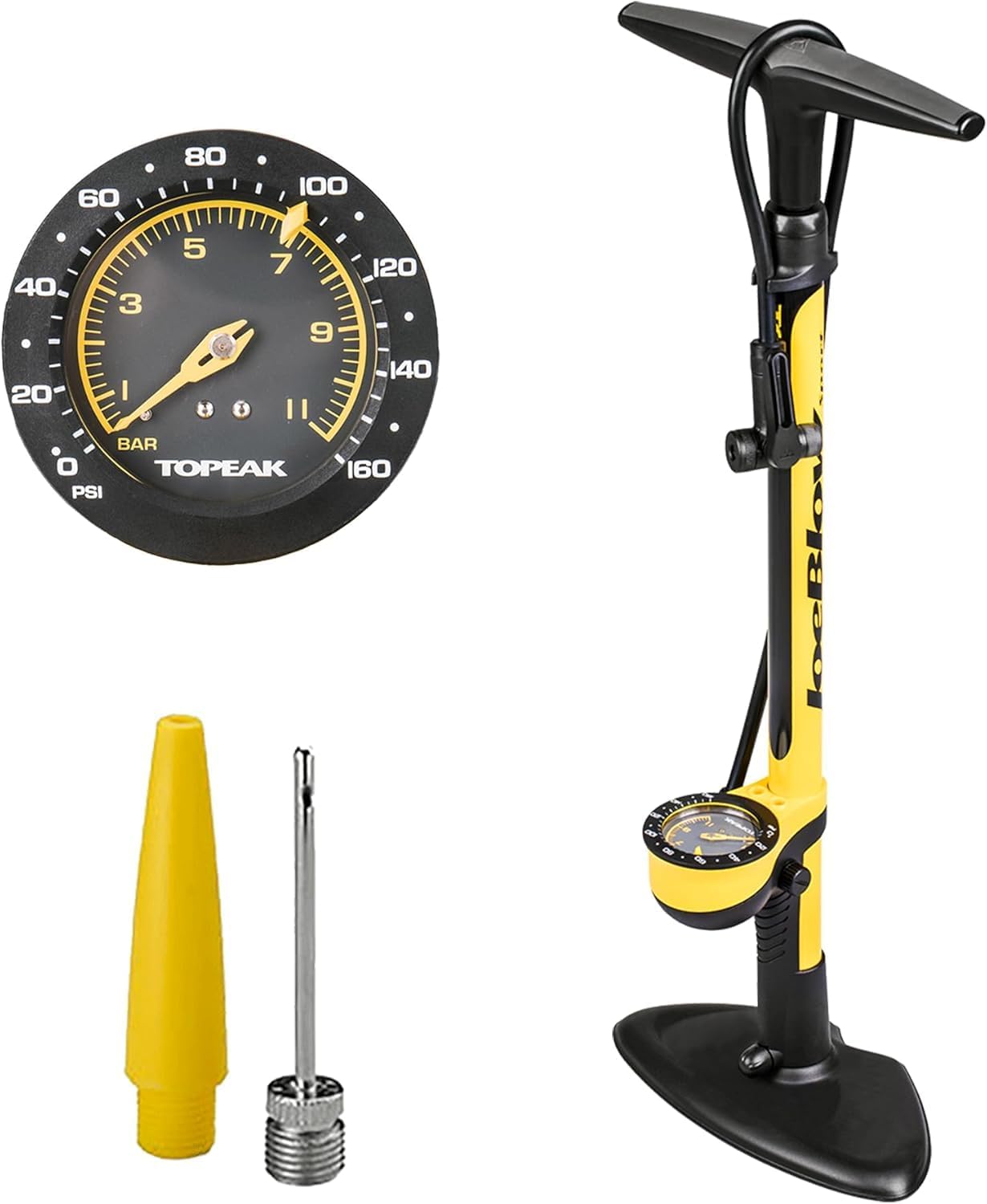 Topeak JoeBlow Sport III High-Pressure Bike Floor Pump – 160 PSI, Durable Steel
