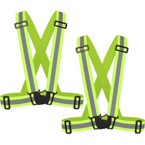 2 Pack Reflective Safety Vests for Cycling Motorcycle 360° High Vis Strap