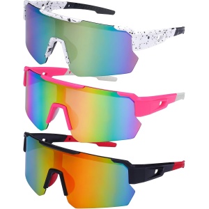 3 Pack Cycling Glasses for Men Women, Sports Sunglasses UV Protection