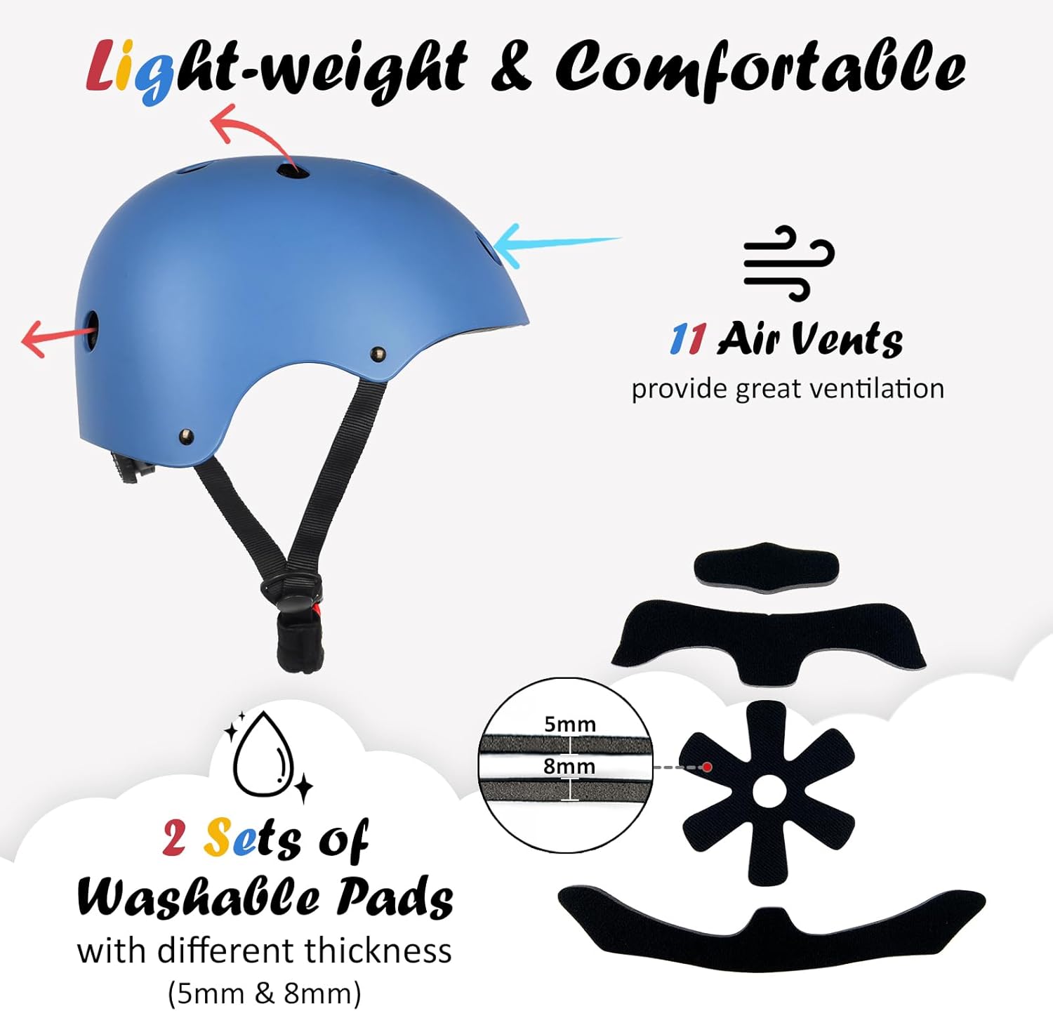 Kids Bike Helmet, Adjustable and Multi-Sport, from Toddler to Youth, 3 Sizes - Image 5