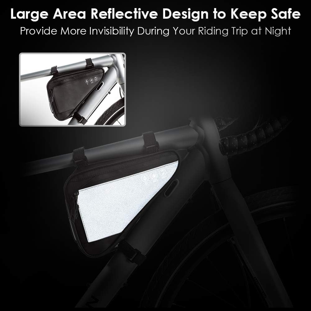 WOTOW Bike Frame Storage Bag, Water Resistant Reflective Bicycle Triangle Bag - Image 4
