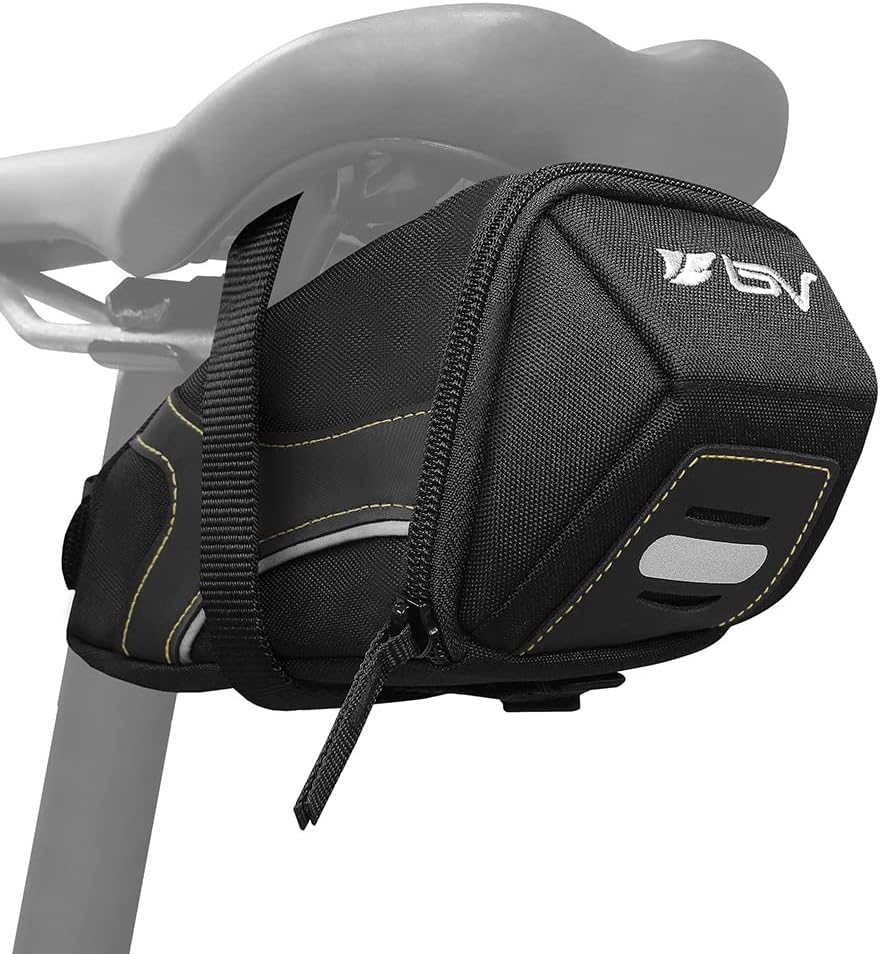 BV Strap-On Bike Bag with Reflective Material - Saddle Bag with Seperate Divider