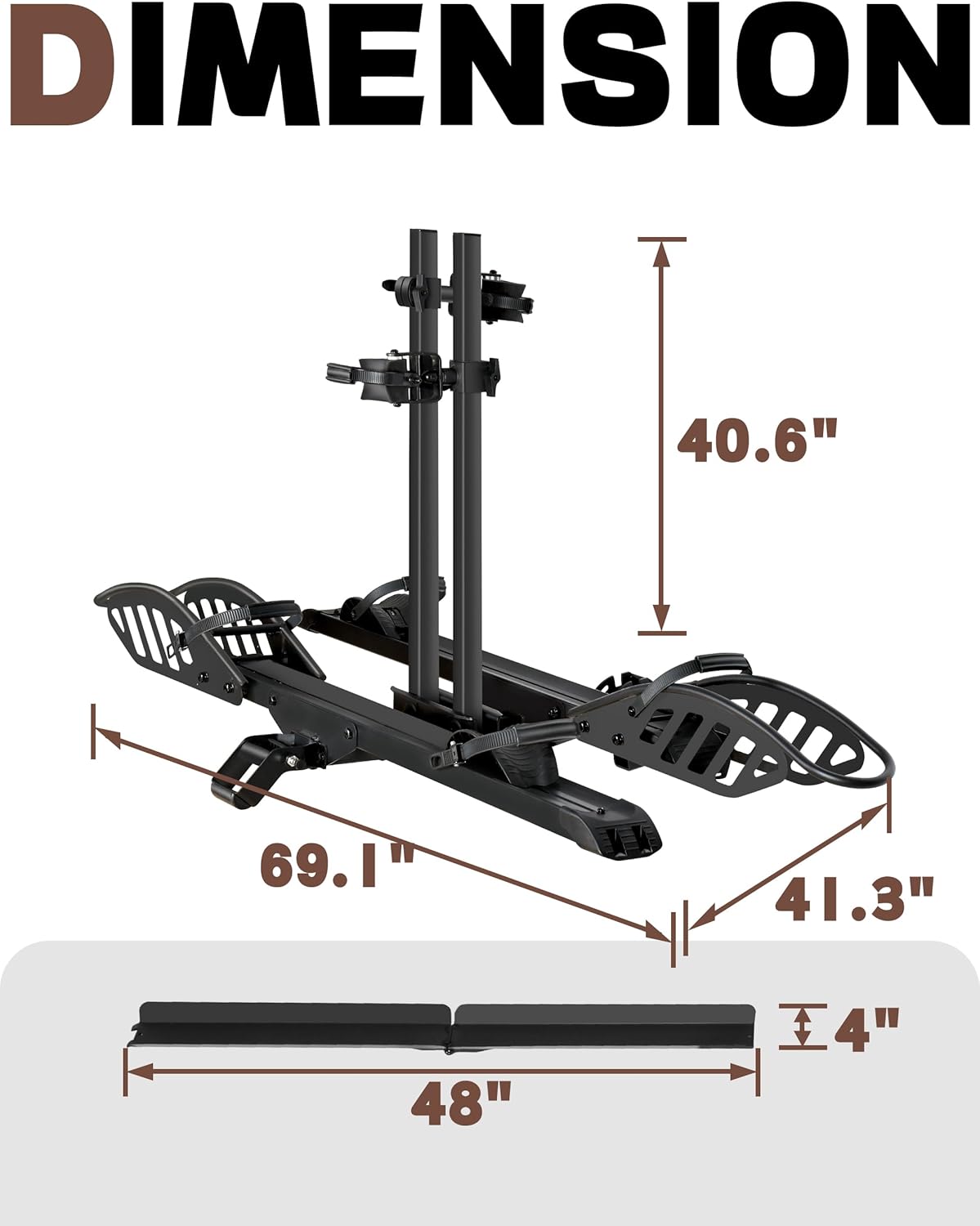 Young Electric E-Bike Rack with Ramp, Hitch 2 Bike Rack, 200 lbs Capacity - Image 9