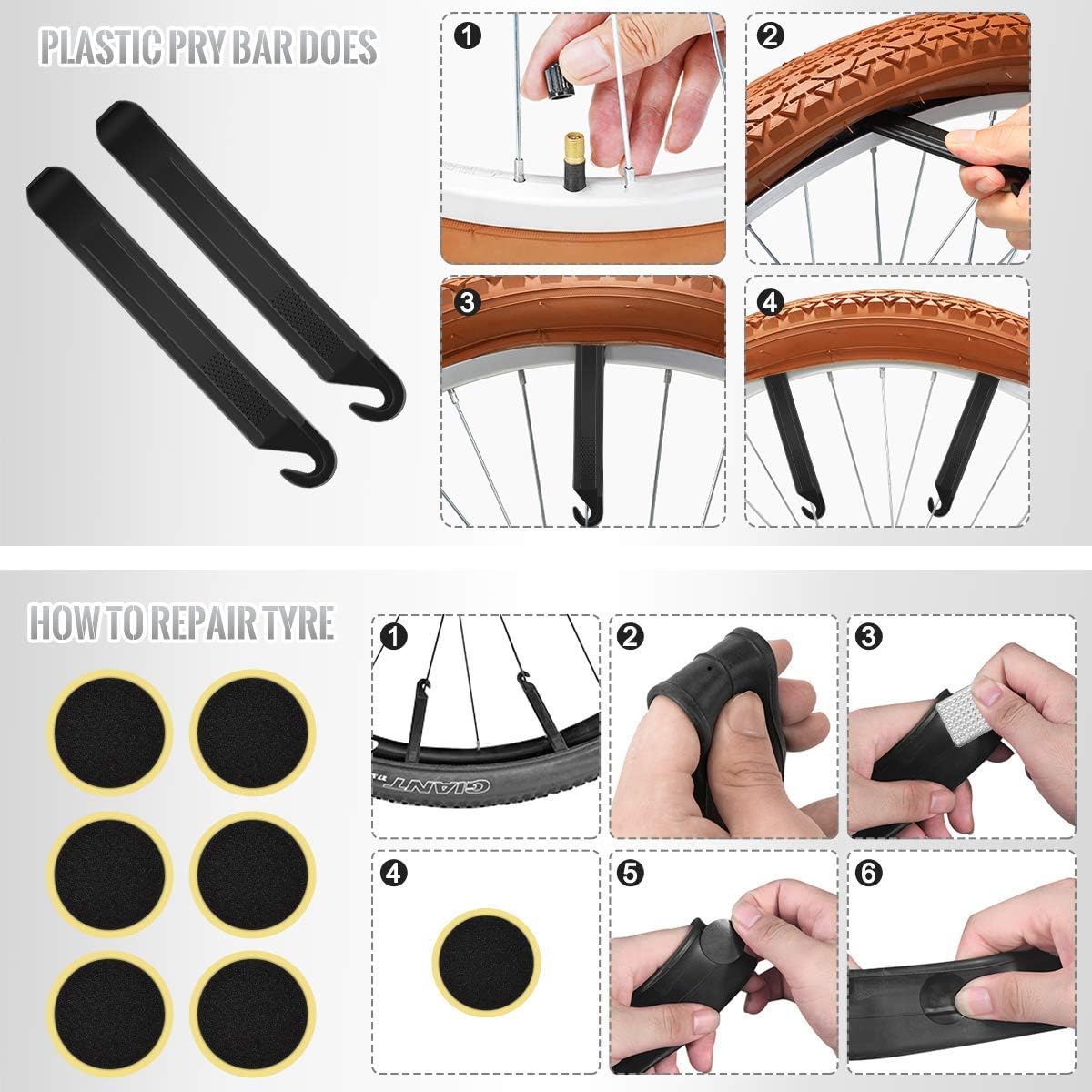 Bike Pump,Diyife Bicycle Pump with Gauge, Mini Bike Frame Pump, Portable Bike - Image 5