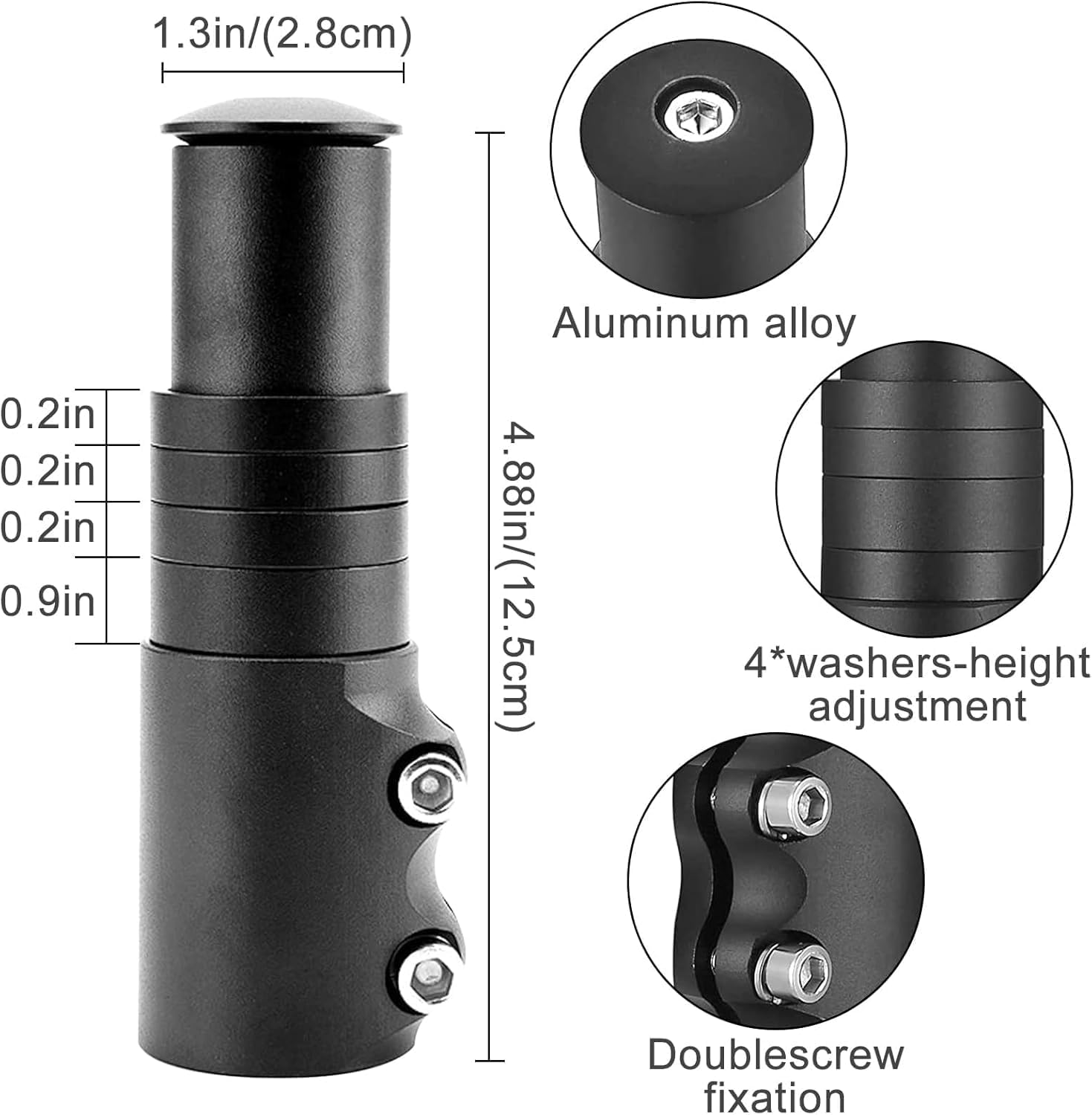 Bike Stem Riser, Adjustable Bicycle Handlebar Extender, 28.6mm Bike Fork - Image 7