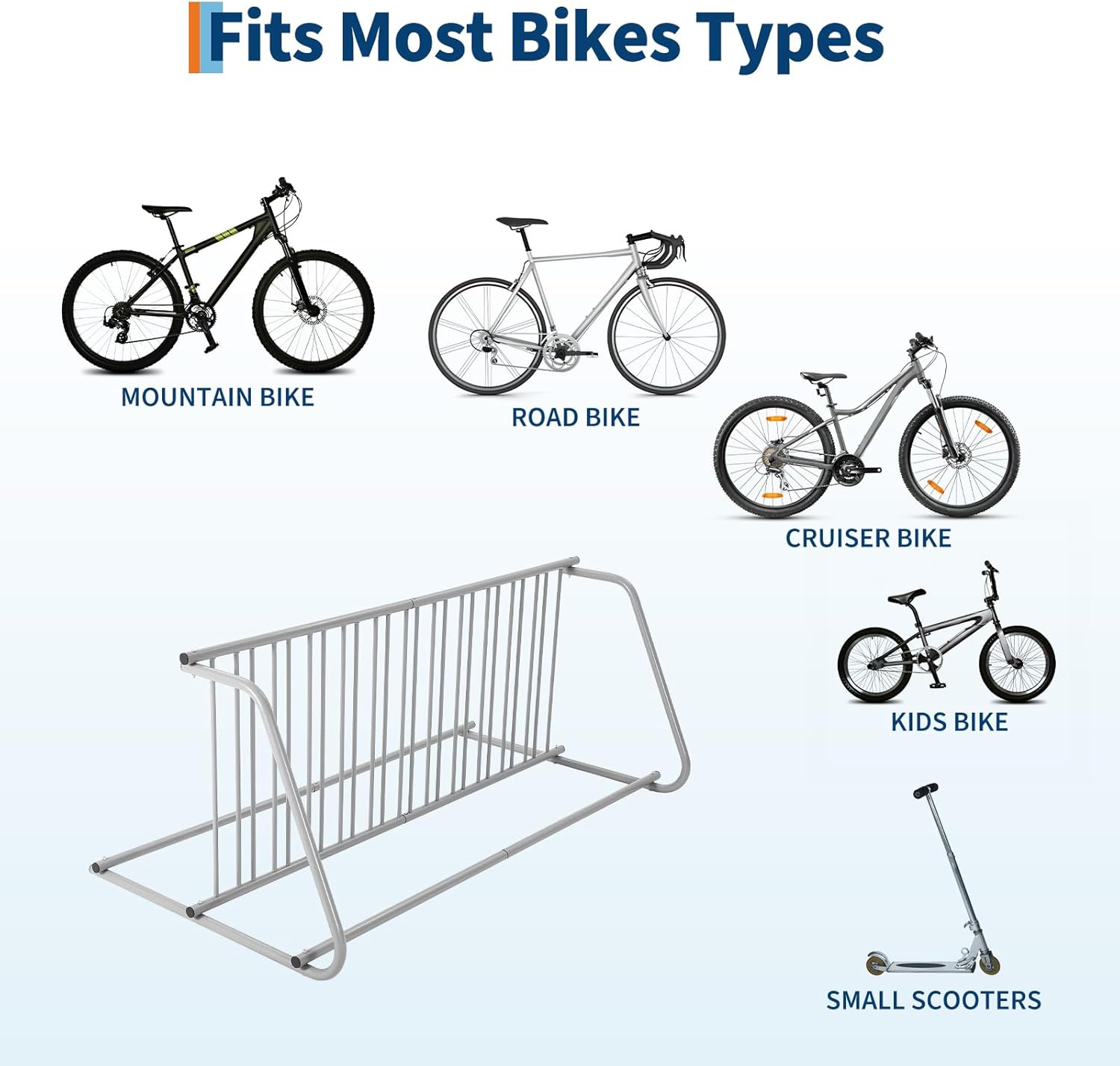 12-Bike Commercial Floor Rack, Heavy Duty Powder-Coated Steel Grid Organizer - Image 4