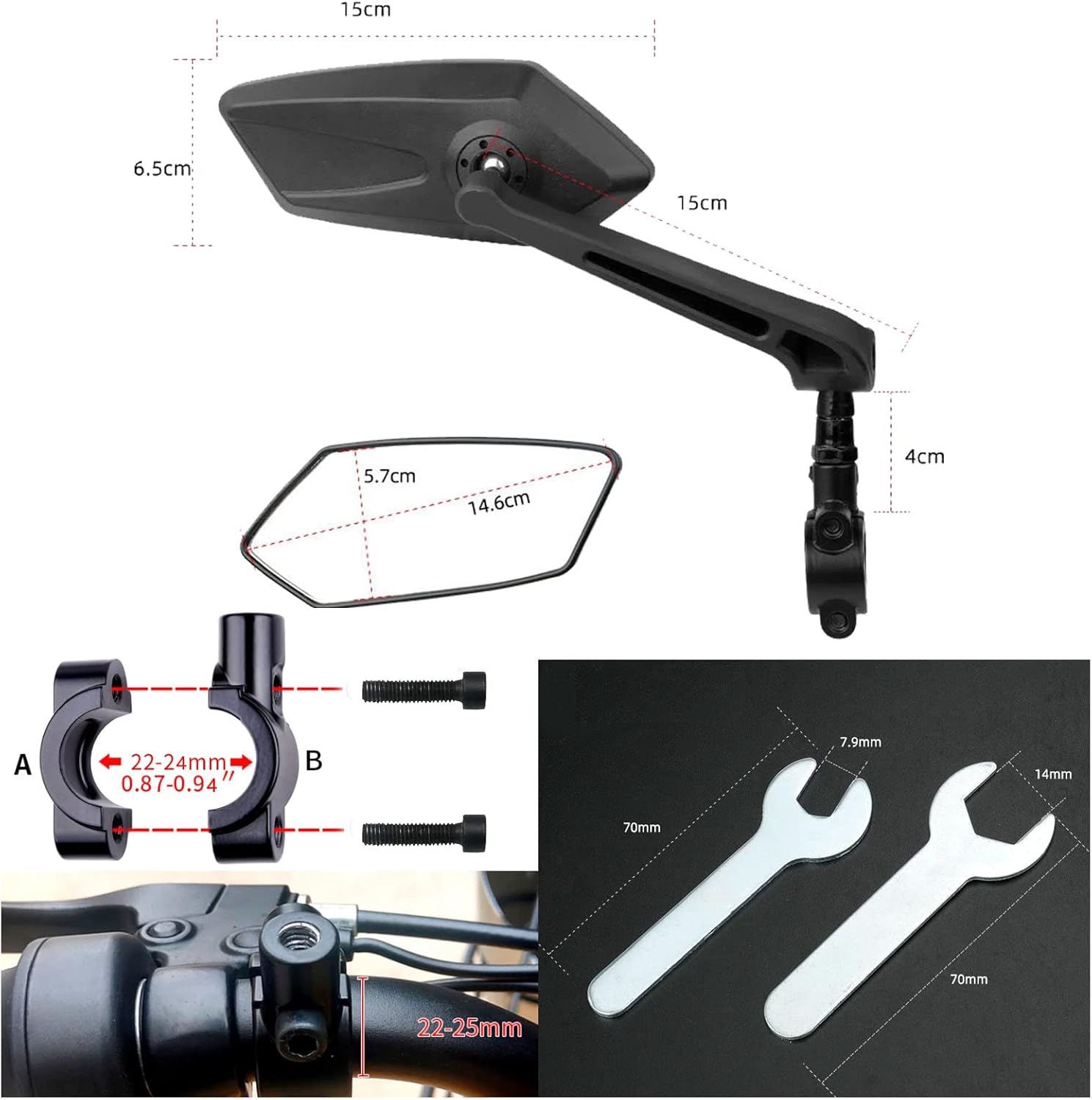 Bike Mirror 1Pair NEW Handlebar Bicycle Mirror, HD 360° Adjustable Wide Angle - Image 2