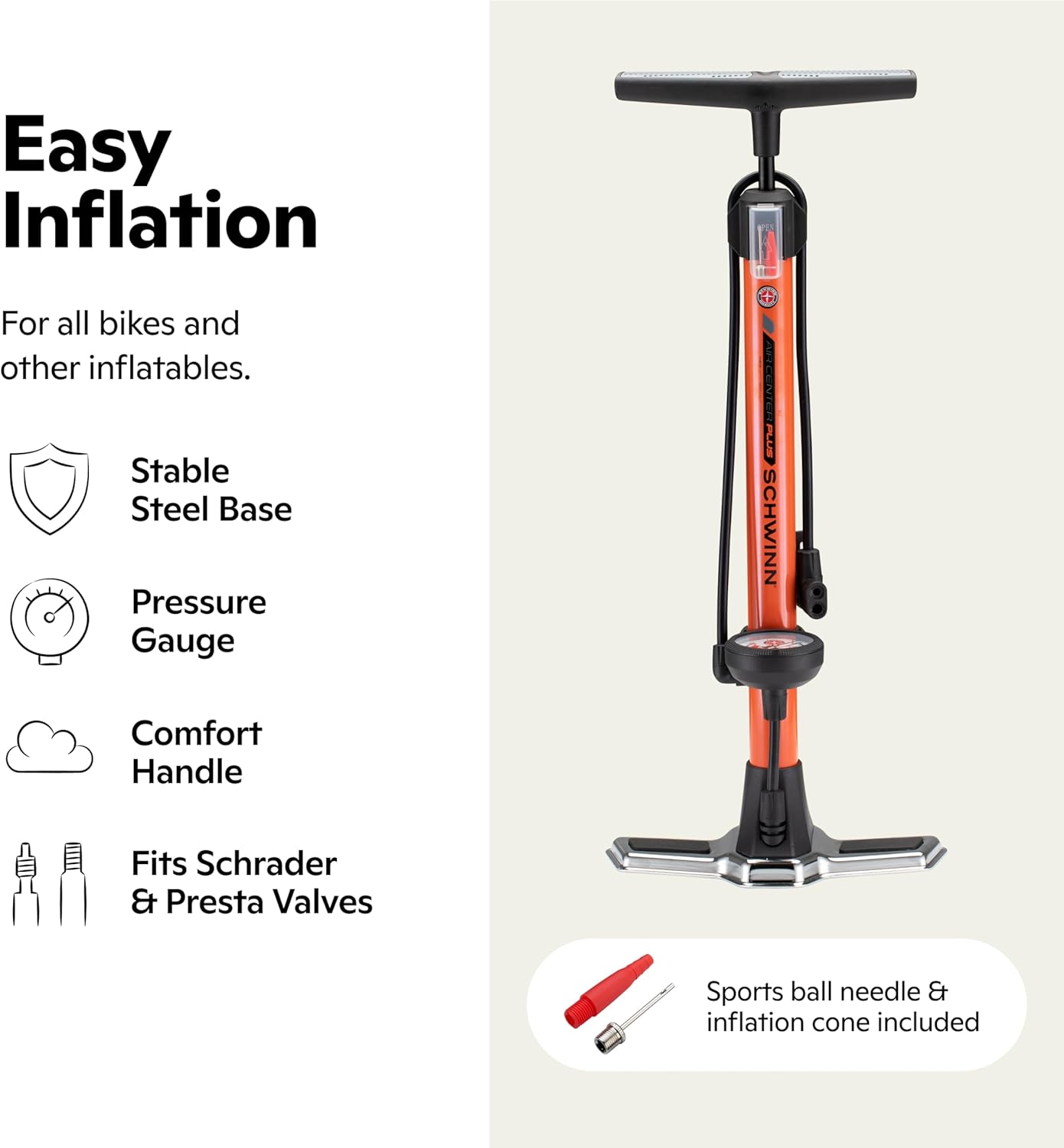Schwinn Air Center Series or Basic Floor Pump, for a Range of Bikes - Image 2