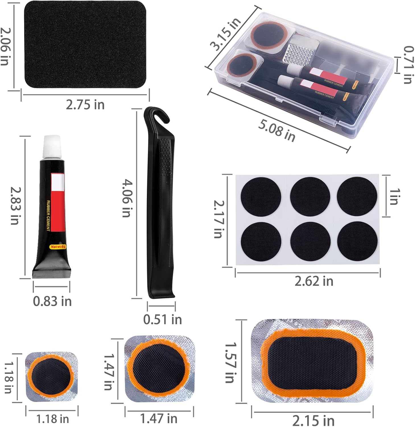 Bike Tire Repair Kit - Bycicle Inner Tube Puncture Patch Kits, with Vulcanizing - Image 6