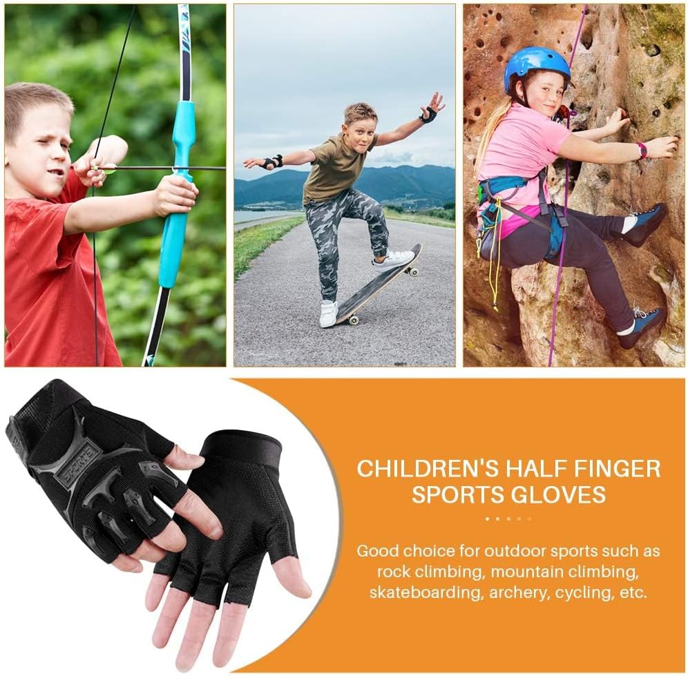 Kid Half Finger Fingerless Cycling Gloves Mitten for Monkey Bars Child Children - Image 7