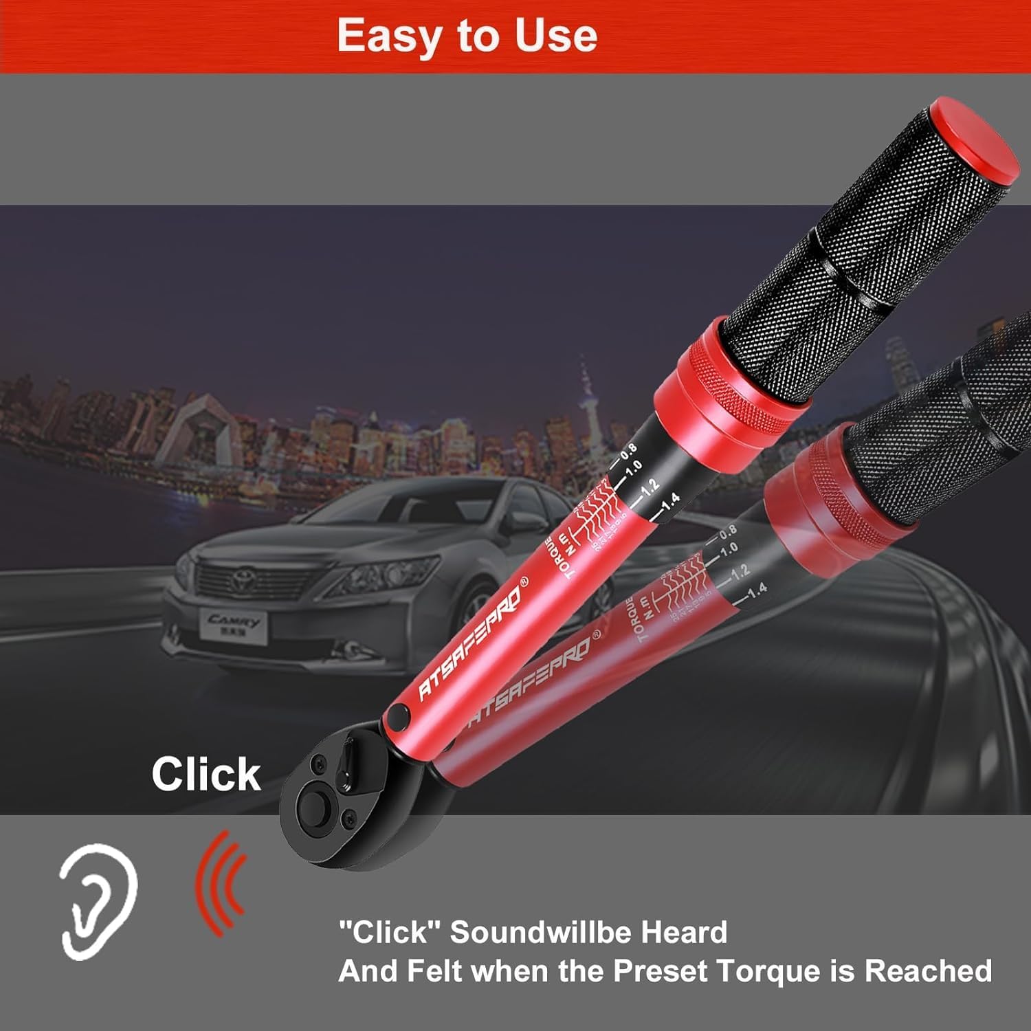 ATsafepro 1/4 Inch Drive Click Torque Wrench,3-25 Nm/26.6-221.3 in.lb Small Bike - Image 4