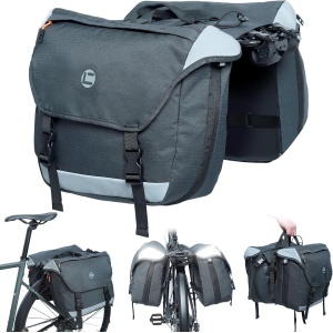 HuiJuKeJi Bike Rear Double Pannier Bag，Expandable Capacity Waterproof Cargo