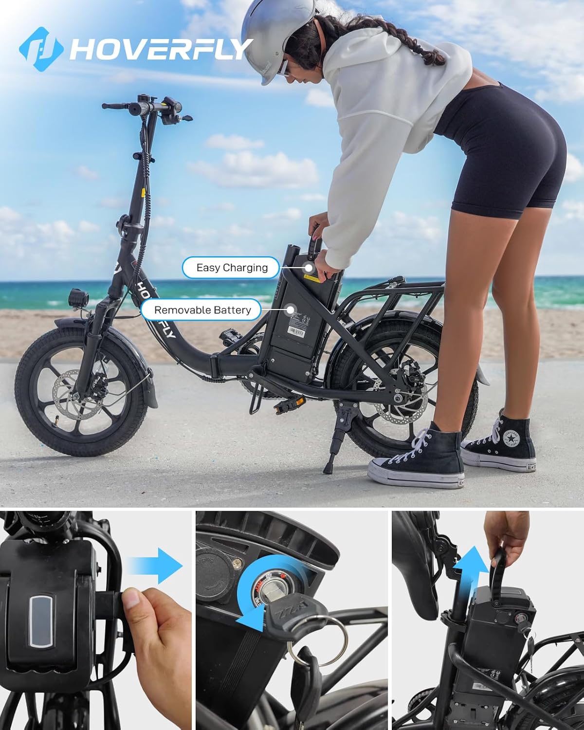 HOVERFLY H3 16" Electric Bike, Max 28Miles Range(Pedal-Assist) Folding E-Bike - Image 6