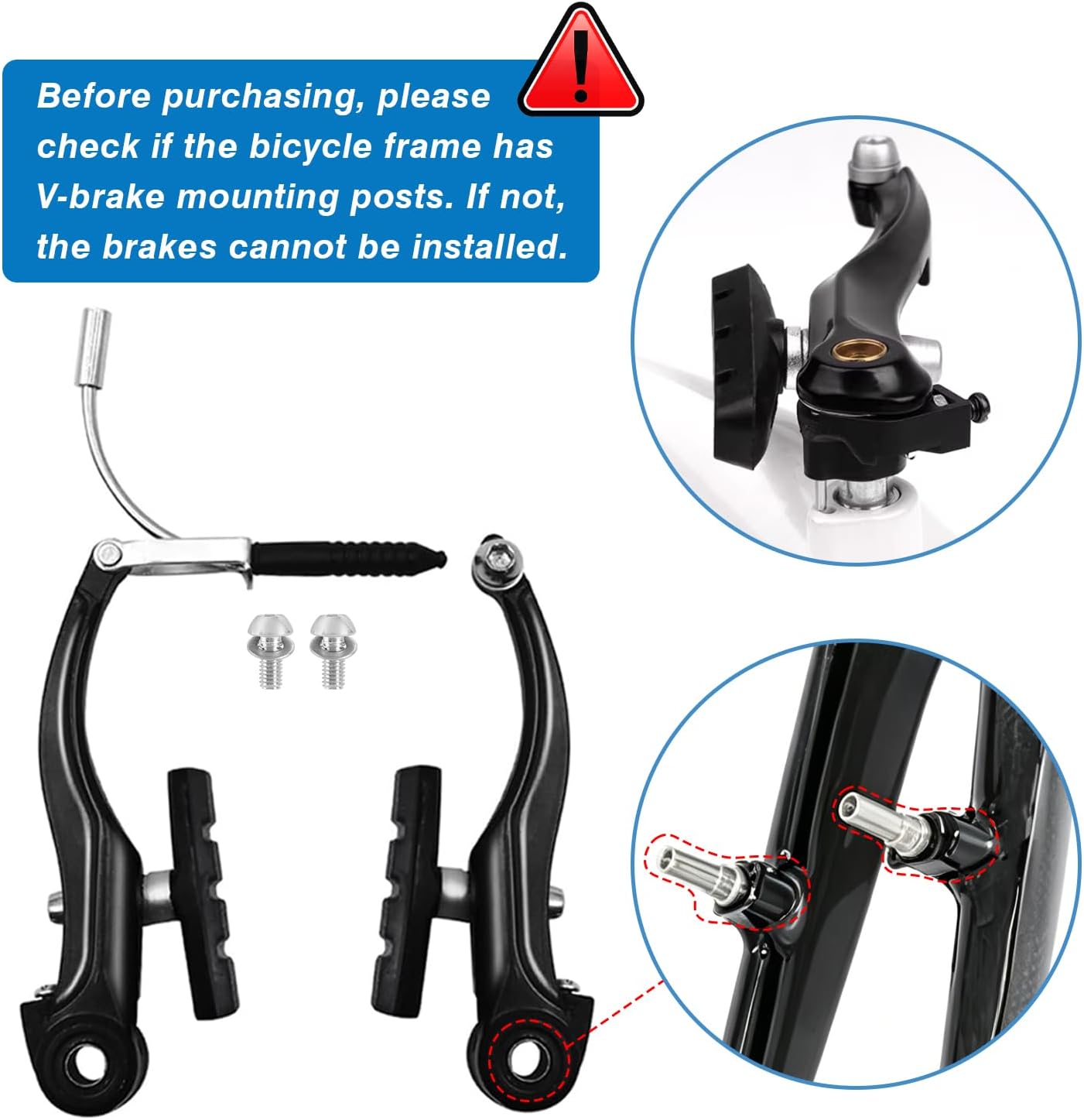 V-Type Bike Brake Set, Complete Universal Bike Front and Rear MTB Brake, Bicycle - Image 3