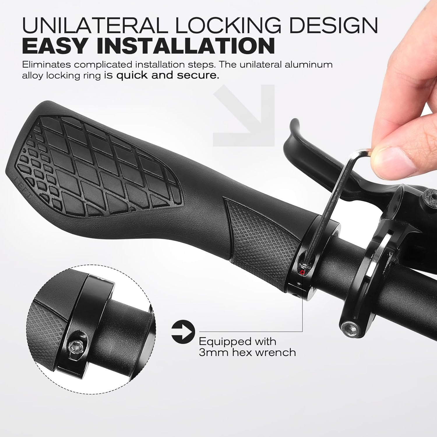GXCROR Bike Grips,Ergonomic Bicycle Handlebars Grips Shock Absorbing - Image 6