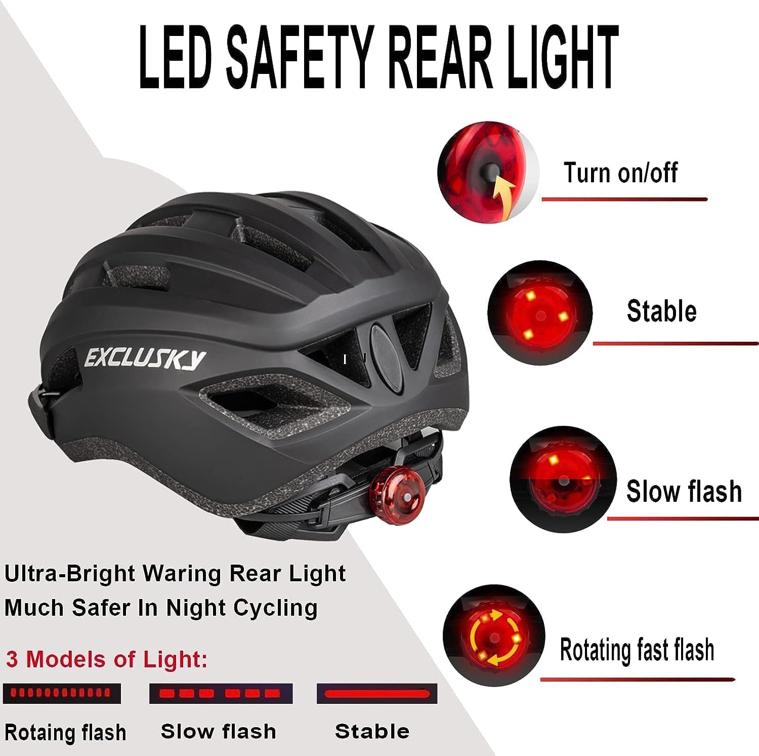 Exclusky Bike Helmet Men Women Adult Cycle Helmet with LED Light Adjustable - Image 2