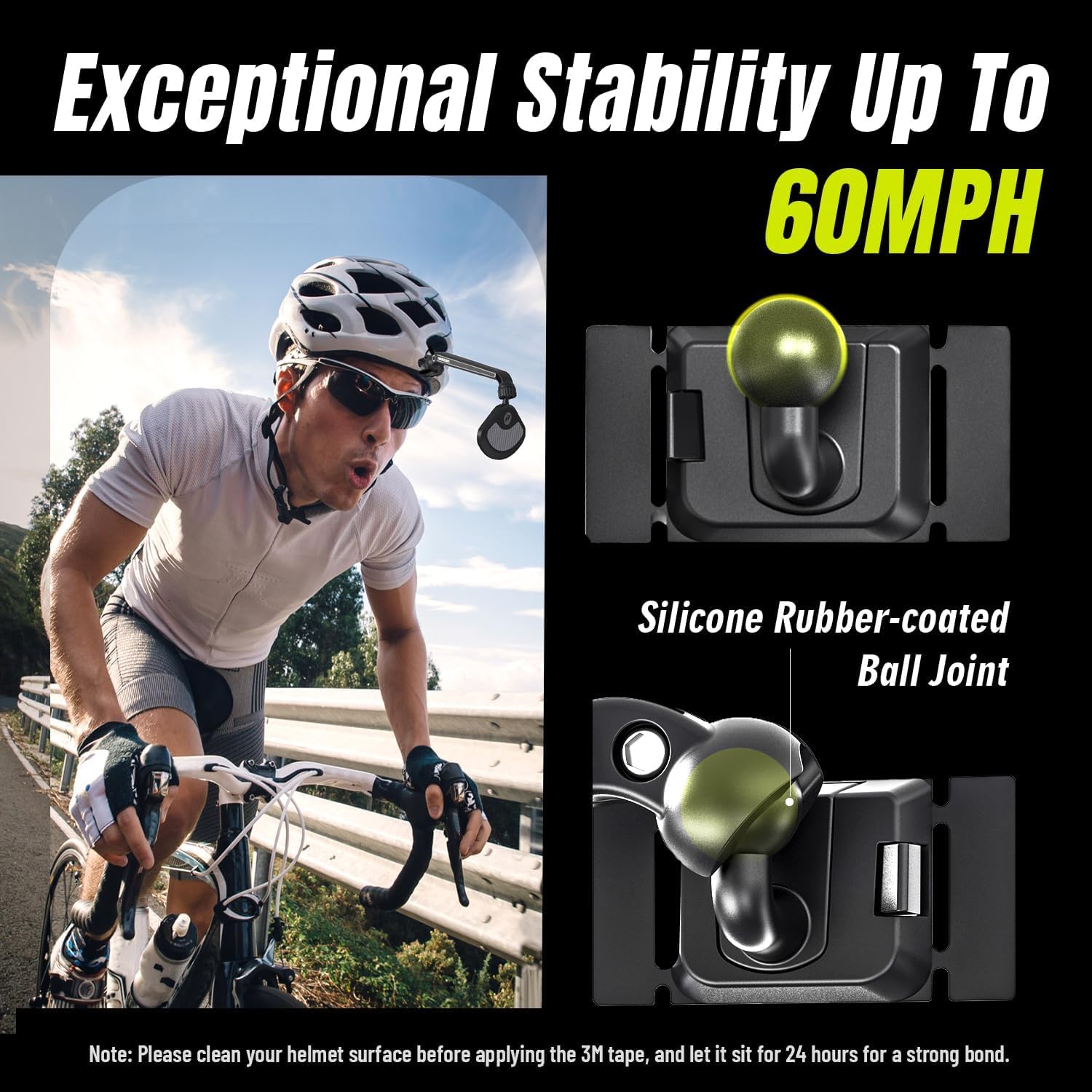 Bike Helmet Mirror for Cycling- 360° Adjustable and Rotatable Safe Rearview - Image 2