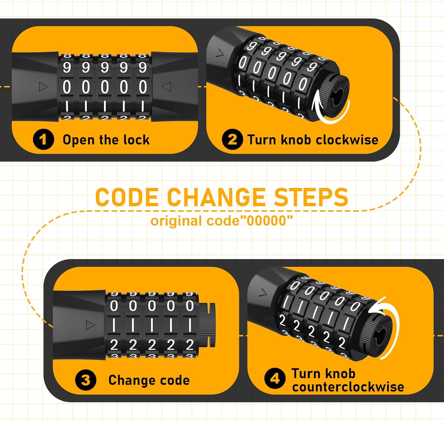 Scooter Lock, Cadenas Trotinette, Bike Lock, Cable Lock with 5-Digit Combination - Image 6