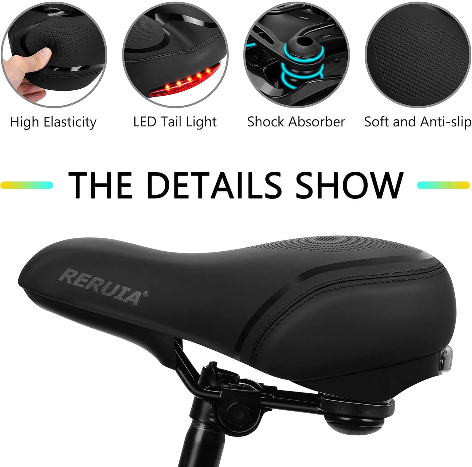 Large Comfortable Bike Seat Wide Saddle Shock Absorbing - Oversized Memory Foam - Image 4