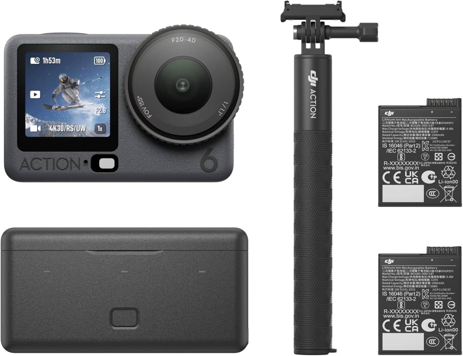 DJI Osmo Action 6 Enhanced Combo, Action Camera with 1/1.1″ Square Sensor